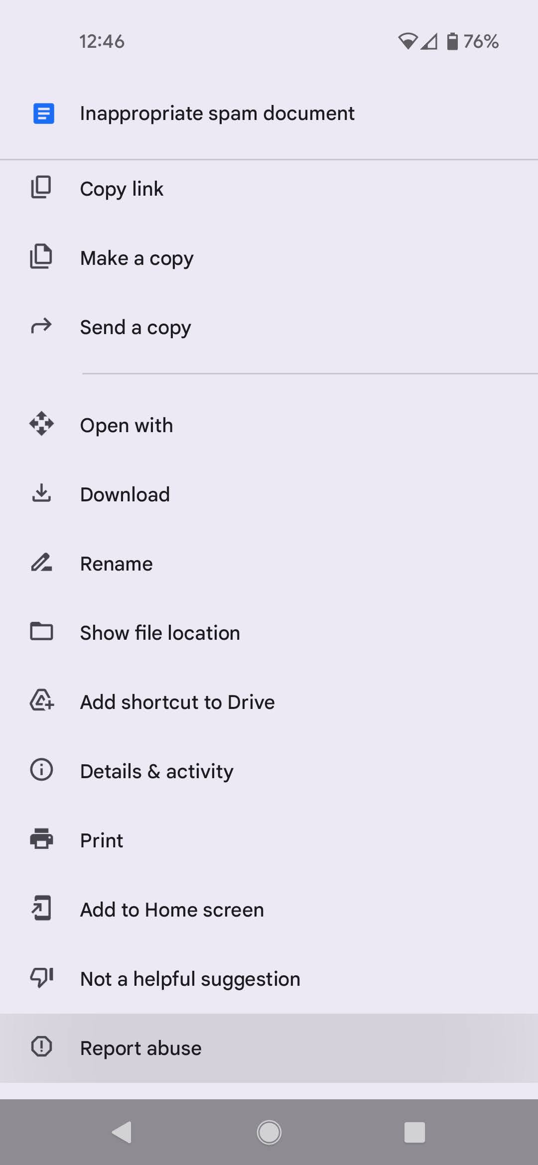 The hidden Report button in Google Drive